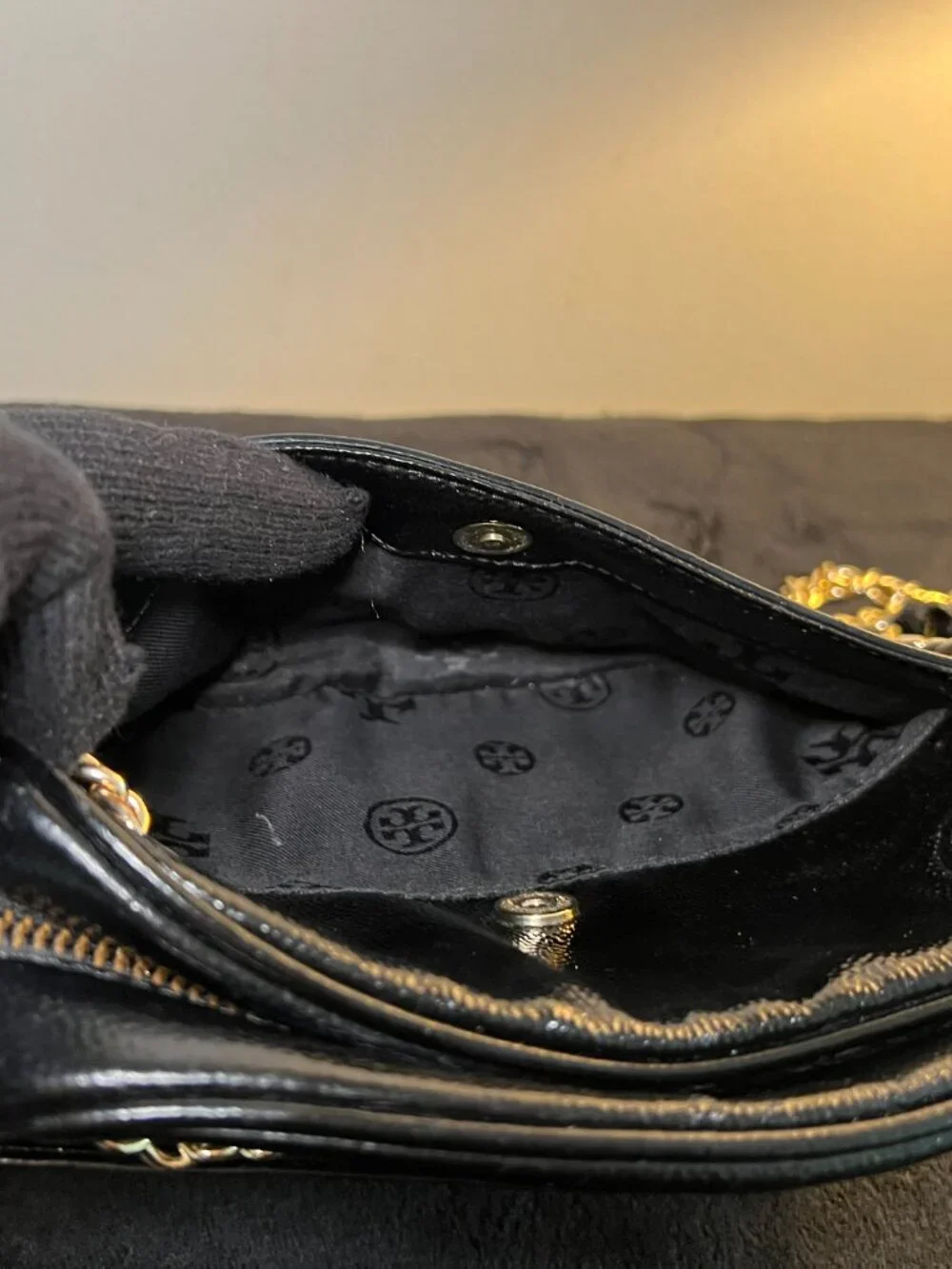 Tory Burch Black Pebbled Leather Camera Bag